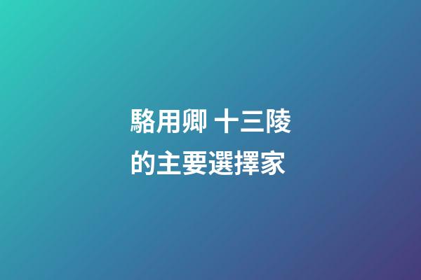 駱用卿 十三陵的主要選擇家